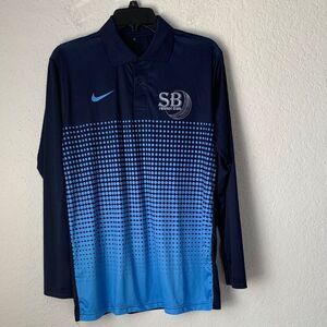 Men's Navy and Light Blue Long Sleeve T-Shirt